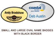 Small and Large Oval Name Badges with black border